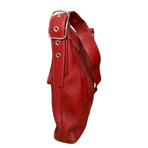 Vtg Coach Legacy Slim Duffle Shoulder Bag Red Leather Adjustable Strap 9188 - Picture 4 of 10